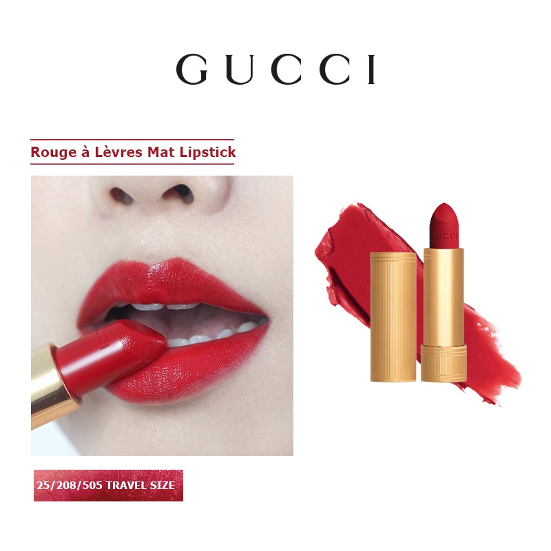 GUCCI Rouge à Lèvres Mat Lipstick 25* Goldie Red/208 They Met in Argentina/505 Janet Rust Travel Size 1.5g 0.06OZ