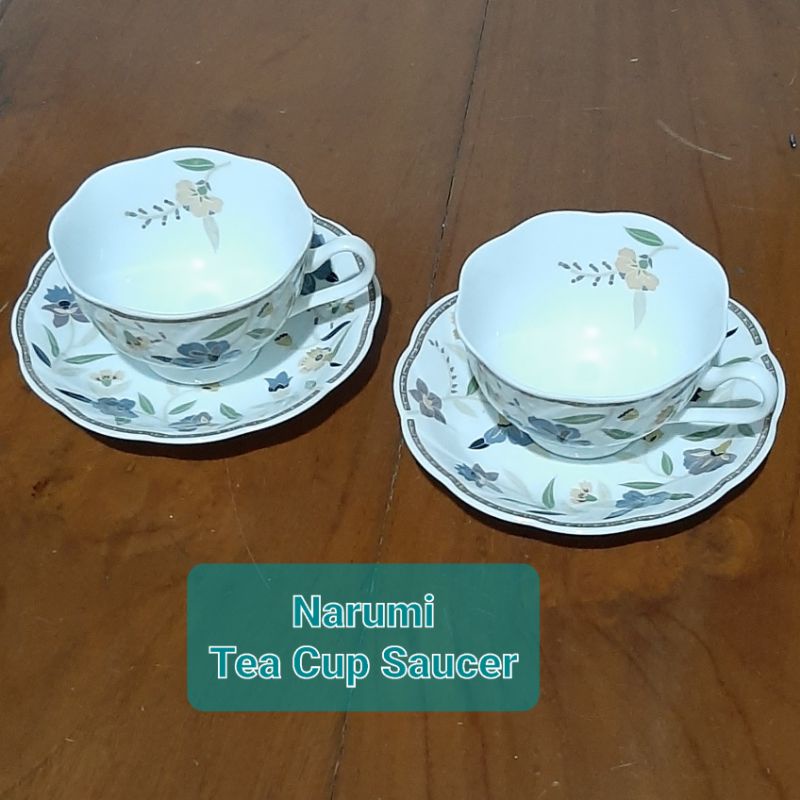 Saucer Tea Cup Narumi Bone China Set 2 Cangkir + 2 Piring Cantik