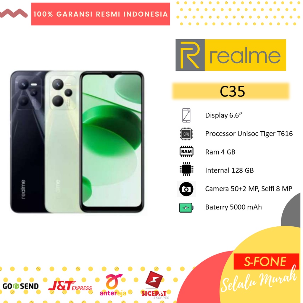 Realme C35 4/64GB - 4/128GB Garansi Resmi