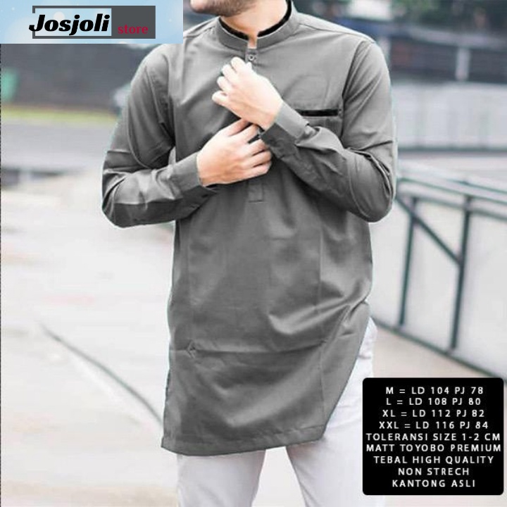 JOSJOLI_STORE/Baju Koko Anwa/Kemeja Koko Pria/Pakaian Muslim Pria Dewasa Lengan Panjang/Size M,L,XL,XXL