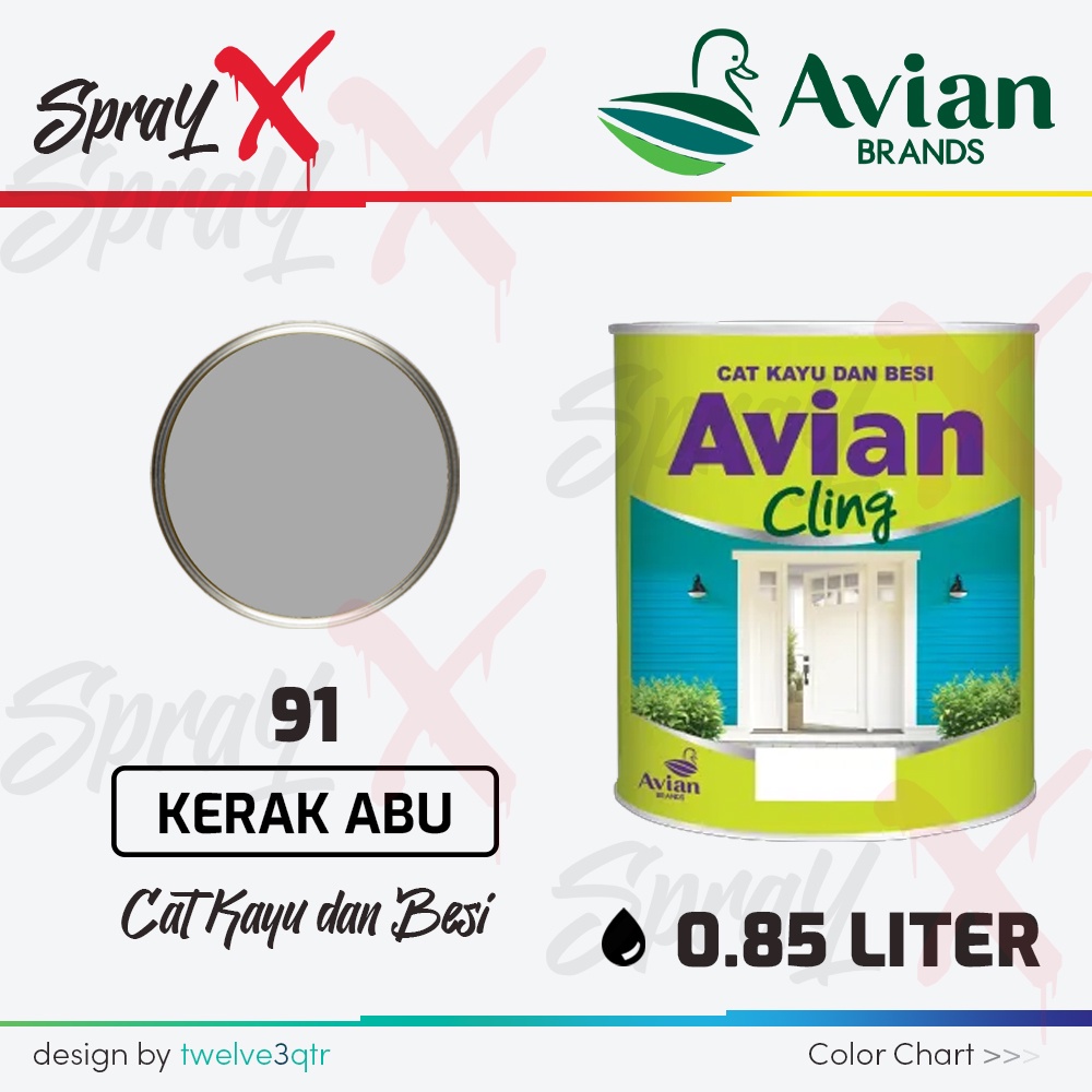 AVIAN CLING CAT MINYAK #91 KERAK ABU 0.85 LITER - CAT KAYU DAN BESI