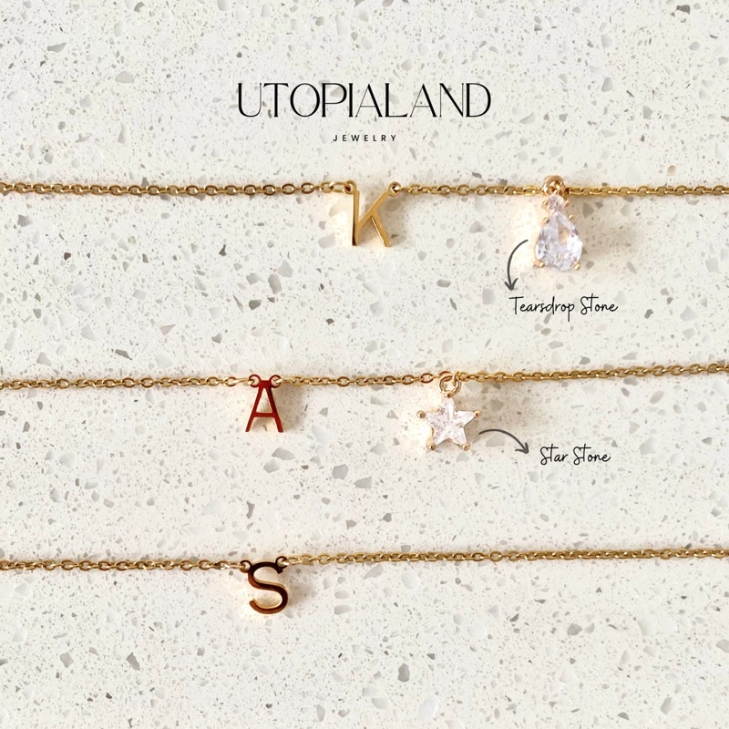 Jual Utopialand Collins Initial Necklace Custom Kalung Nama Inisial