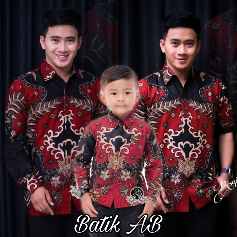 BATIK COUPLE AYAH DAN ANAK LENGAN PANJANG//BAJU BATIK COUPLE MODERN MOTIF KENZO