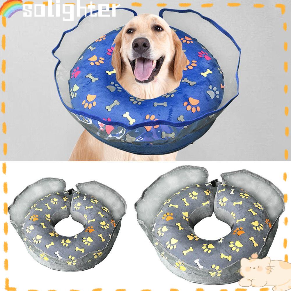 Solighter Inflatable Pet Kerah Medis Pet Cincin Lembut Anjing Kucing Penutup Anti Gigit