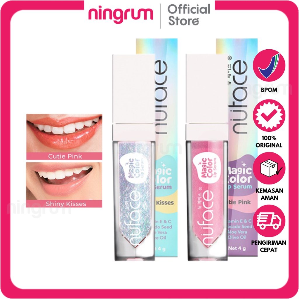 Ningrum - NUFACE Magic Color Lip Serum 4gr | Cutie Pink / Shiny Kisses | Kosmetik Perawatan Pelembab Bibir Magic Color LipBalm Original BPOM _ 8513