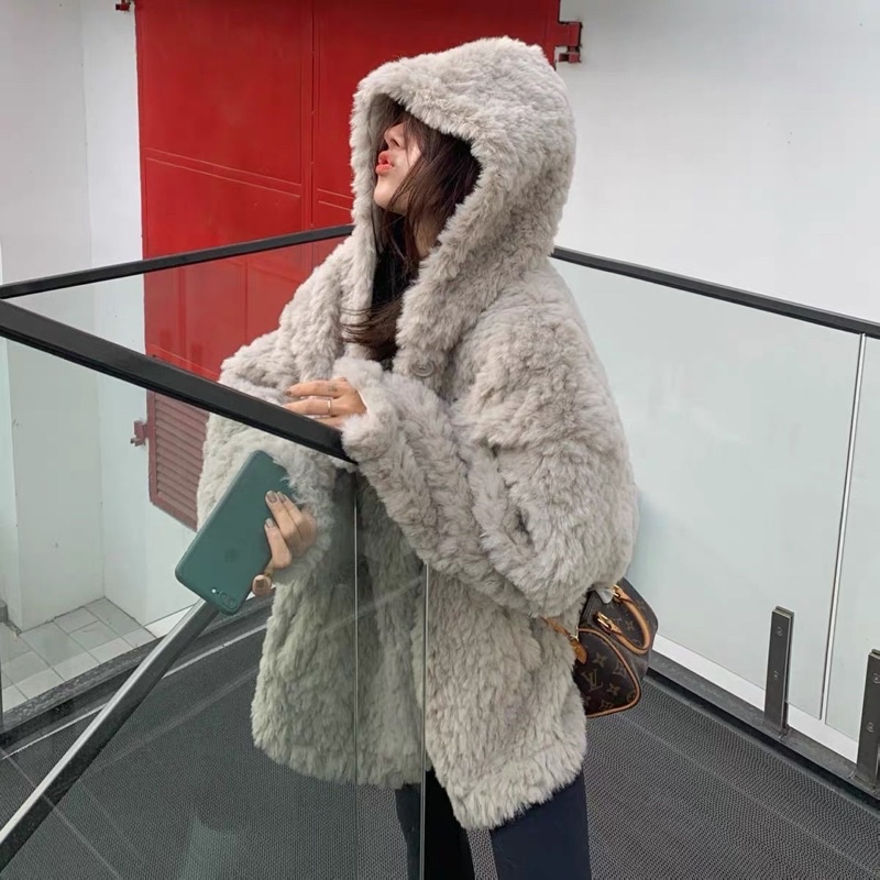 JAKET WINTER KOREA OVERSIZE / JAKET MUSIM DINGIN UNTUK WANITA / JAKET WINTER BULU TEBAL / FUR COAT / JAKET KOREA BULU HALUS / KOREAN STYLE