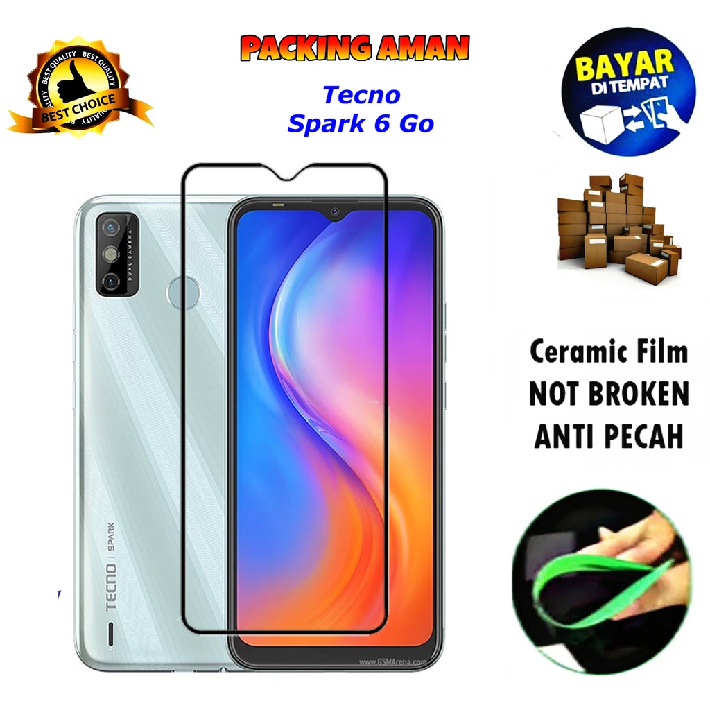 Tempered Glass Tecno Spark 6 Go FULL COVER FULL SCREEN Ceramic Film Anti Gores