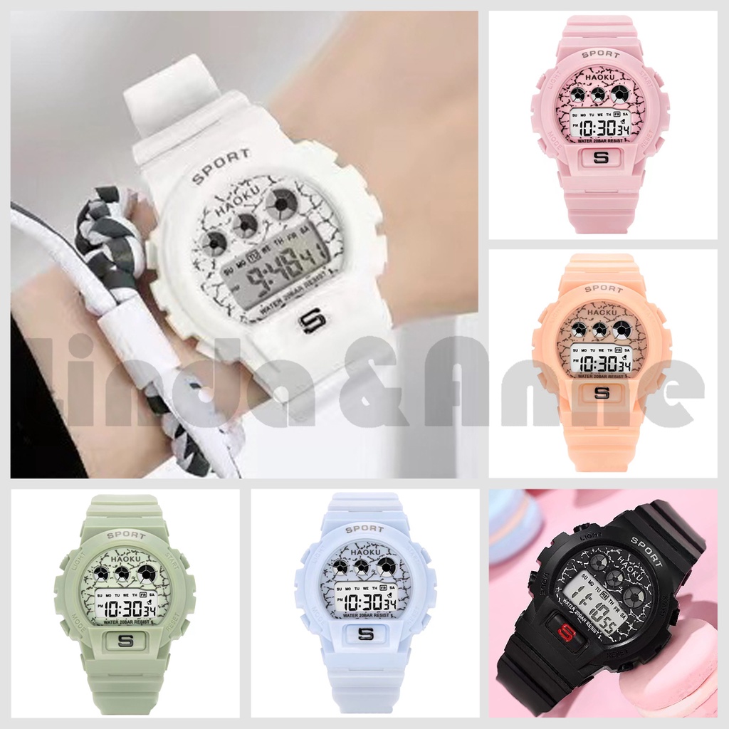 Jam Tangan Wanita Rubber Sport Digital LED Korea Fashion Anak Remaja Best Seller