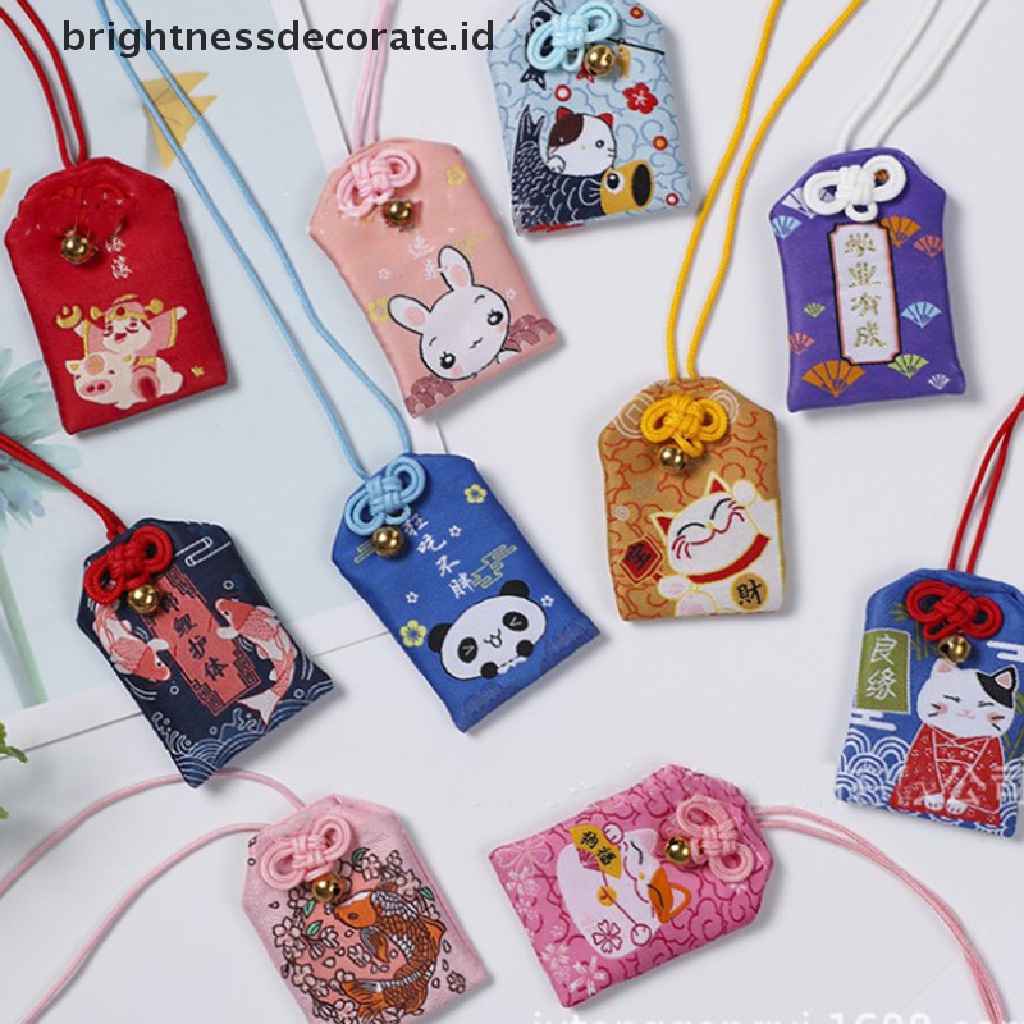 [Birth] 1pc Bordir bless bag Gantungan Kunci Omamori Pray Love Kesehatan Aman Belajar Kekayaan [ID]