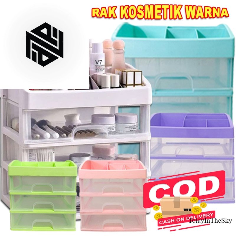 Rak Kosmetik Laci Multifungsi / Rak Kosmetik Laci Drawer / Rak Kosmetik 3 Susun / Rak Serbaguna bara