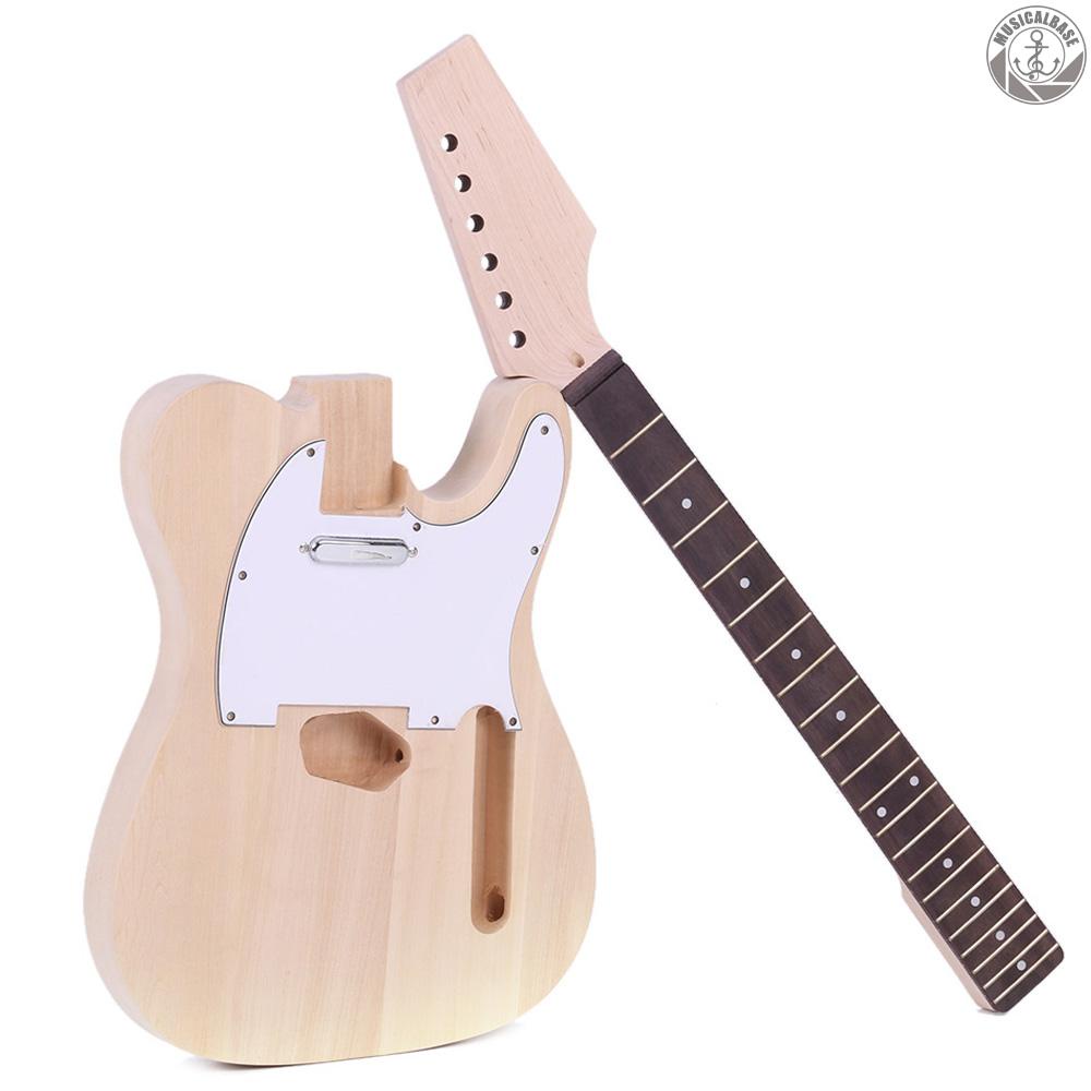 [Dalam Stok] Tele Style Unfinished DIY Kit Gitar Elektrik Basswood Body Maple Neck Rosewood Fingerboard Closed Piano Button Single Pickup Single Coil Pickup 3-gear Switching