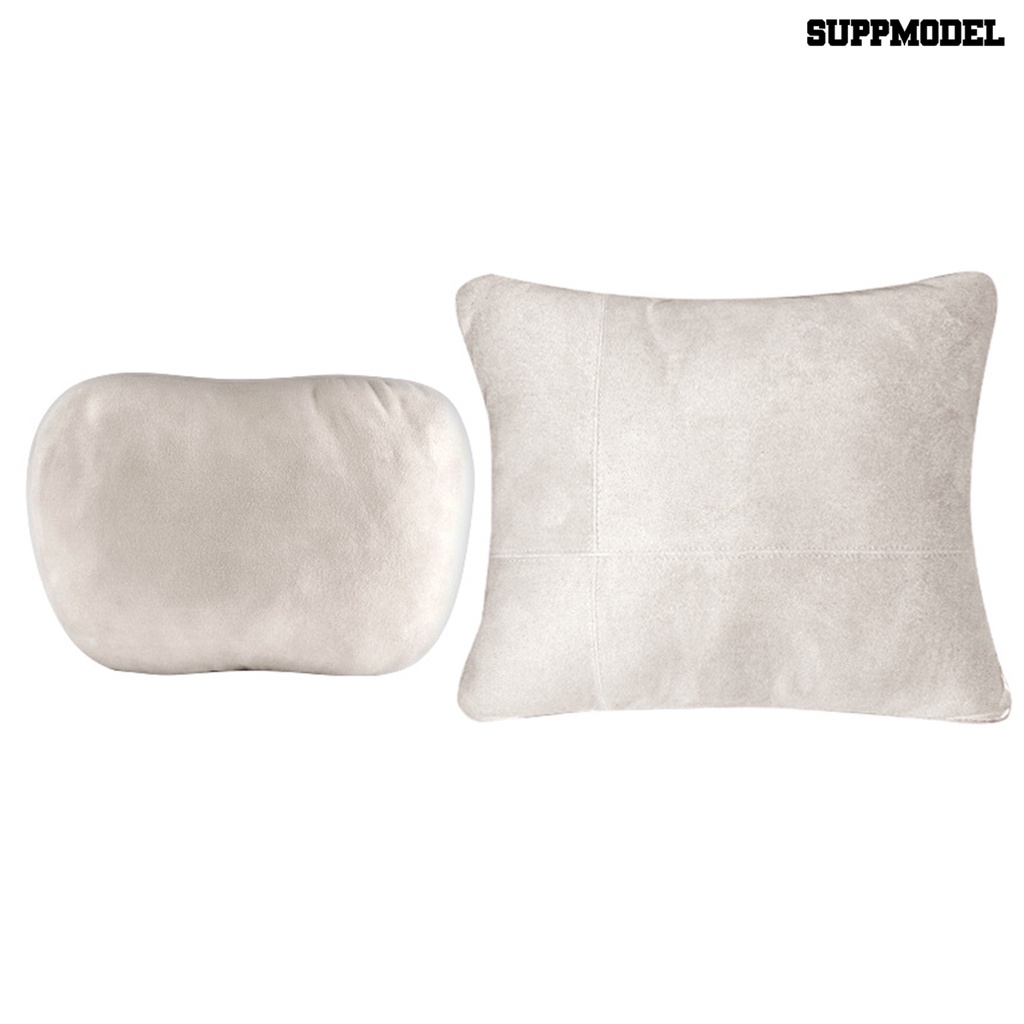 [SM] 2pcs/set Bantal Sandaran Kepala Tekstur Lembut Nyaman Bernapas Removable Tahan Aus Penyangga Leher Punggung Desain Ergonomis Car Lumbar Support Cushion Untuk Mobil