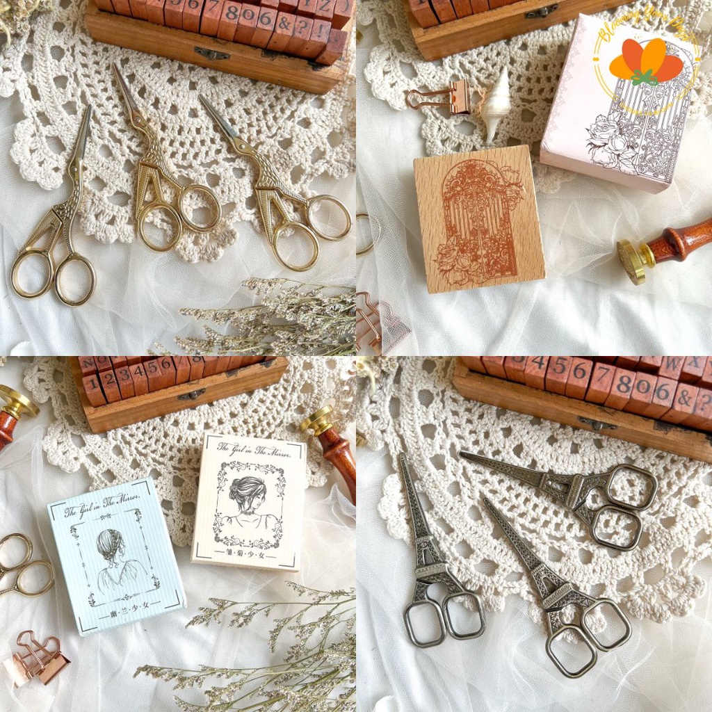 

LIMITED TERBATAS STEMPEL GUNTING AESTHETIC VINTAGE RETRO JOURNAL BUJO ALAT TULIS