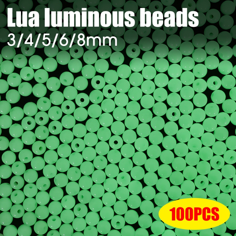 100pcs Lure Luminous Blocking Beads 3mm-8mm Memancing Ruang Kacang Bulat Mengapung Bola Cahaya Bercahaya Untuk Aksesoris Memancing Luar Ruangan