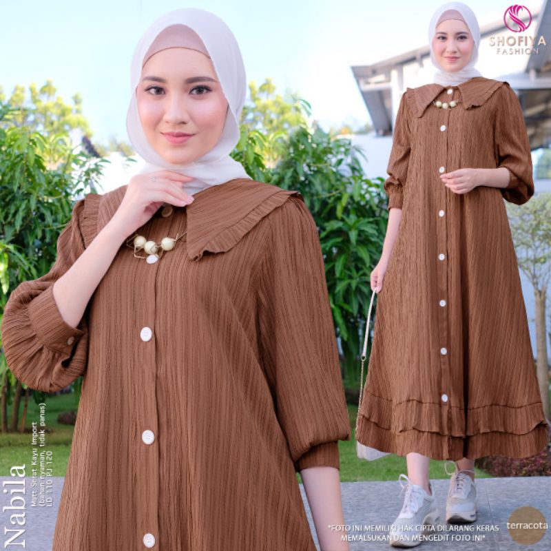 Nabila Midi Cantik Stylish Gamis Midi Terbaru By Shofiya Ori Premium