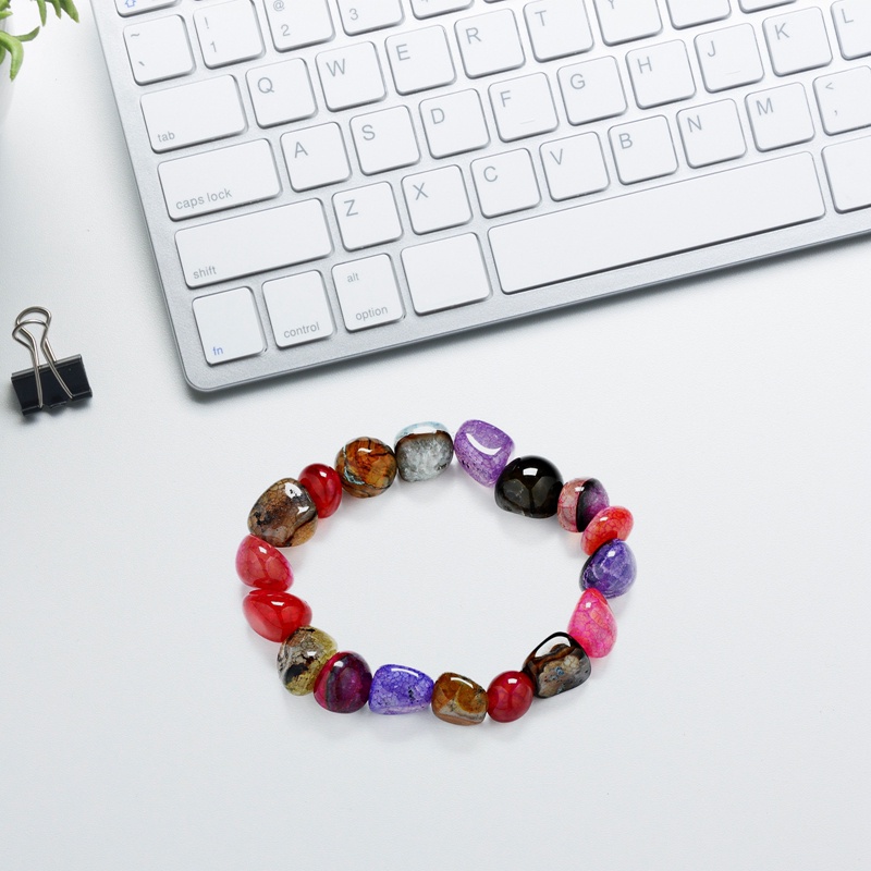 Ice Crack Permata Alami Tidak Teratur Dengan Bentuk Gelang Warna Campur Untuk Wanita