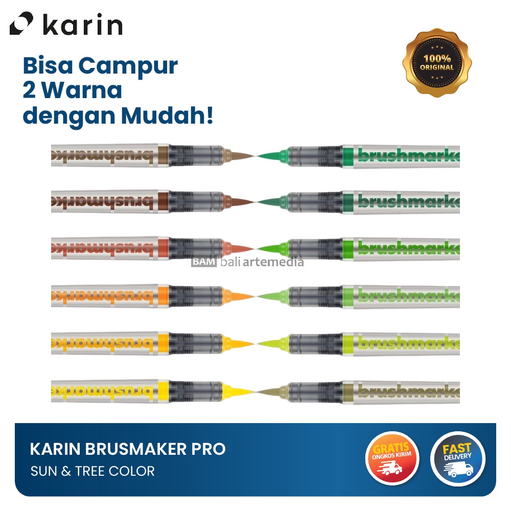 Kuas Melukis Alat Menggambar Anak Karin Brush MarkerPro Sun &amp; Tree Color (3/6) Terlaris By Bali Artemedia