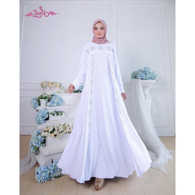 AZZUHRA ZAHIN ABAYA CRINGKLE BORDIR MODEL TERBARU BEST BAJU MUSLIM WANITA SYARI STYLE HARI RAYA LEBARAN KONDANGAN