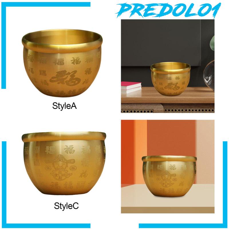 [Predolo1] Money Pot Floral Arrangements Kuningan Feng Shui Mangkuk Dekorasi Desktop Hadiah