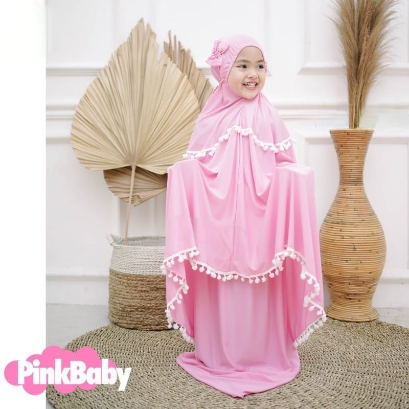 MUKENA ANAK 1 2 3 4 5 6 7 TAHUN JERSEY POM POM / MUKENA ANAK PITA RENDA