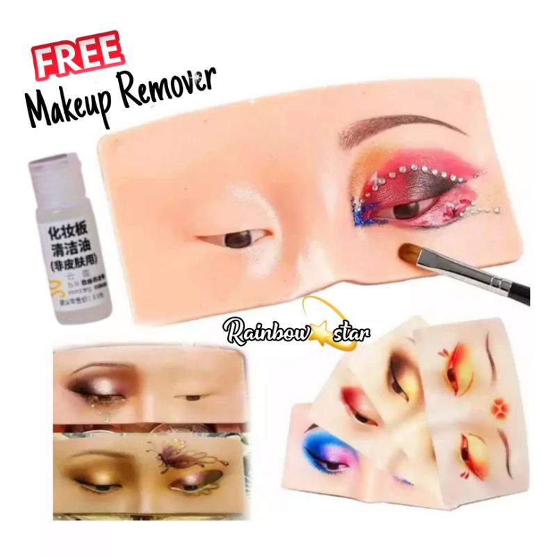 Makeup Practice Skin / Alat Latihan Rias Makeup Wajah Free Makeup Remover / Alat Praktek Makeup / Makeup Practice Board / Makeup Head Model