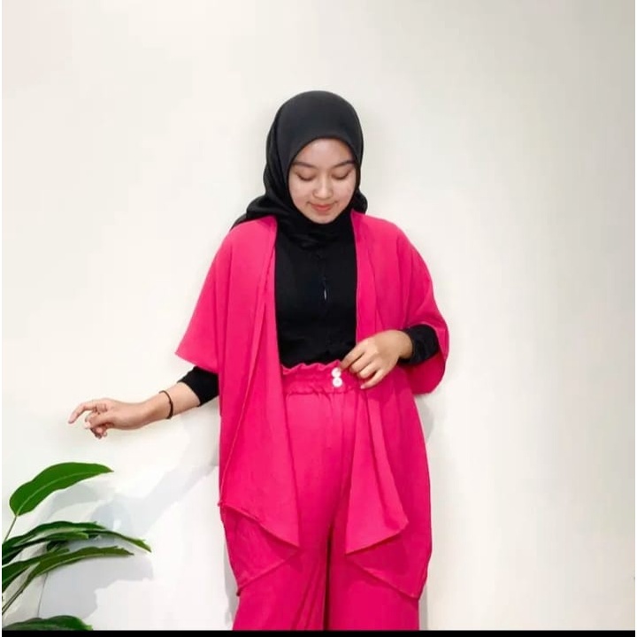 BEFAST - ZSO OOTD SETELAN WANITA DILLA / ONE SET OUTER KULOT JUMBO BAHAN CREPE / Oneset Polos Terlaris / Setelan Wanita Terbaru / Pakaian Casual Remaja Wanita / Outfit Daily Wanita Hijab / Fashion Kekinian Remaja ABG Trend