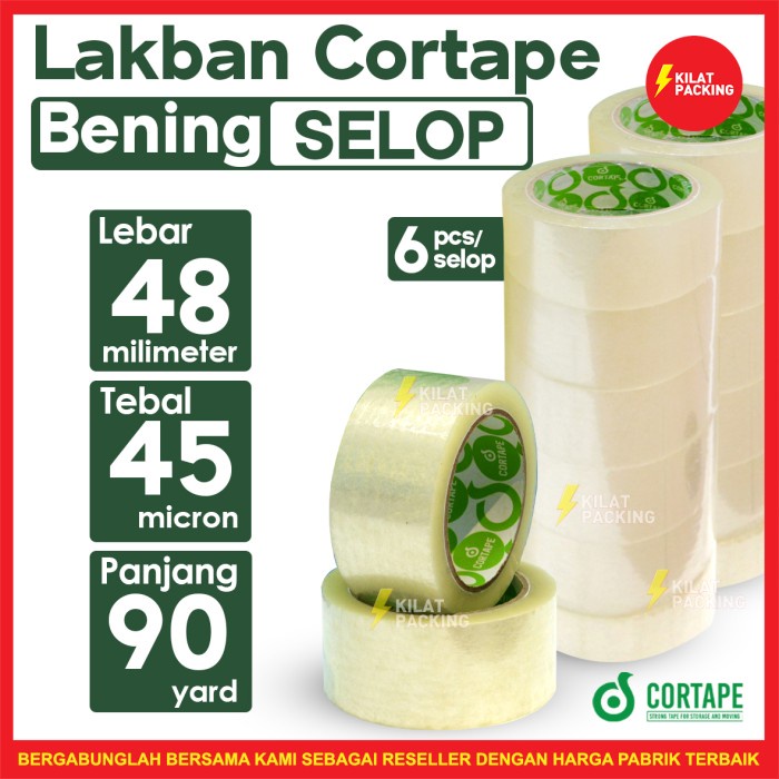 

Selotip Lakban Cortape Bening 48 Mm X 90 Yard Setara Daimaru 1 Selop
