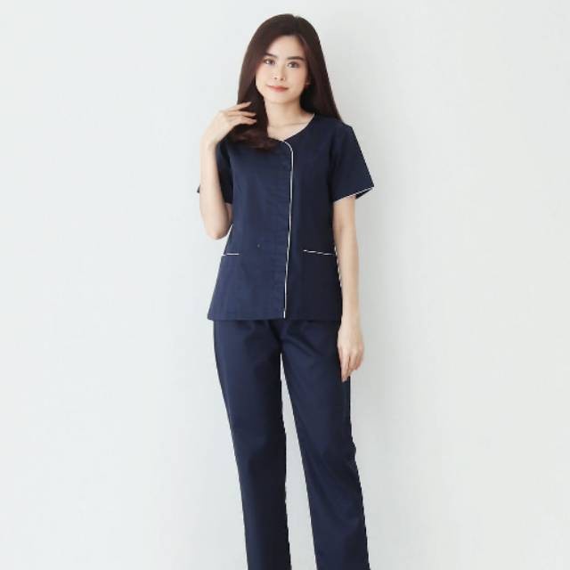 baju suster Baju Seragam Baby Sitter Zoe Navy / Baju Suster / Baju Klinik - M(G0Z6) PROMO Bisa COD S