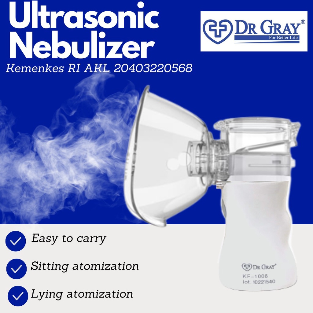 Mesh Technology Nebulizer Ultrasonic for Baby, Child n Adults - DR GRAY KF-1006 - Alat Nebulizer Ultrasonik bayi anak dewasa semua umur Portable bantu pernapasan - RESMI IZIN KEMENKES