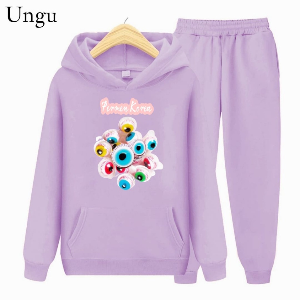 Hzl_outfit Sweater Setelan Hoodie Anak Permen Korea/Sweater Setelan Anak Hoodie S.M.XL