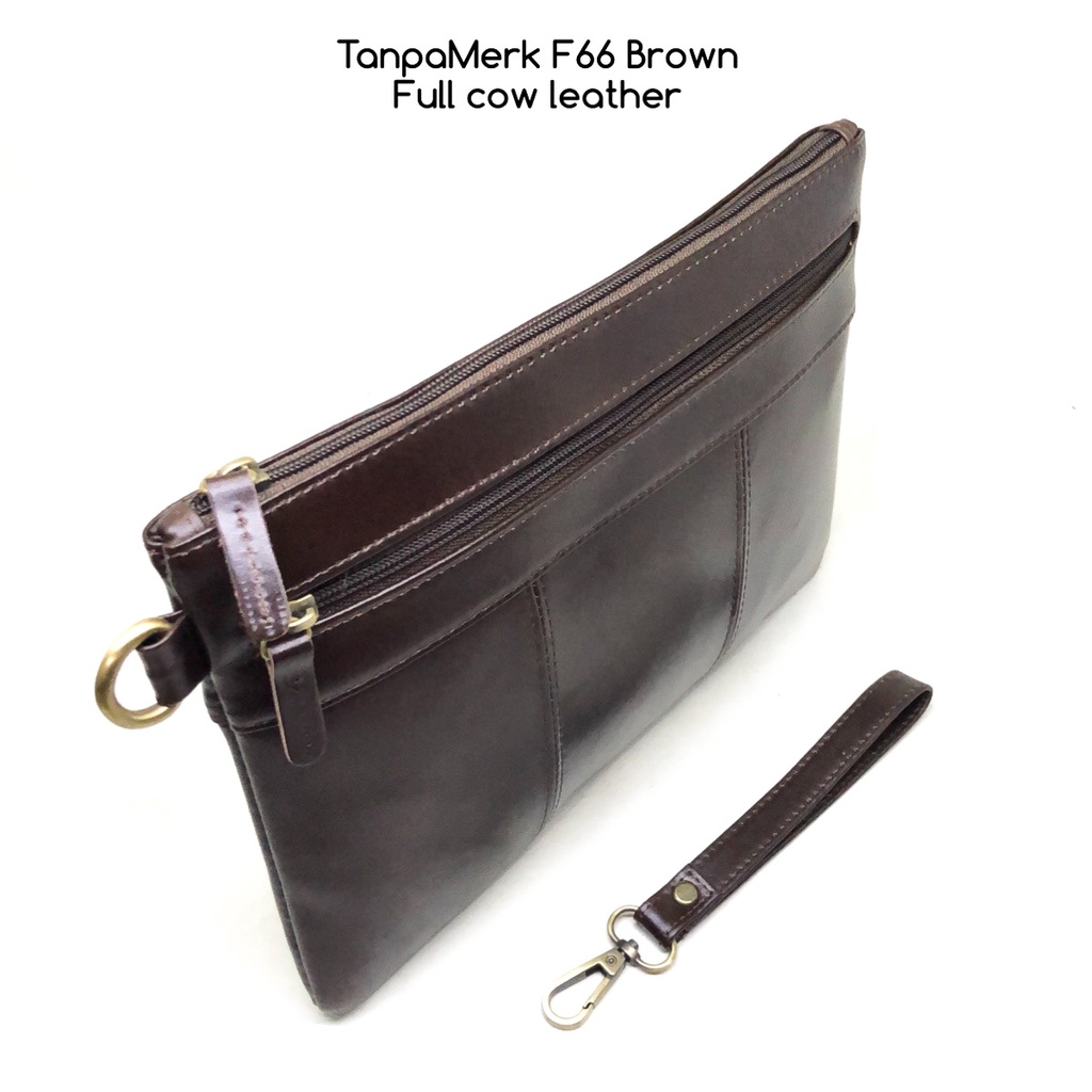 clutch pria TanpaMerk F66 brown original kulit sapi asli
