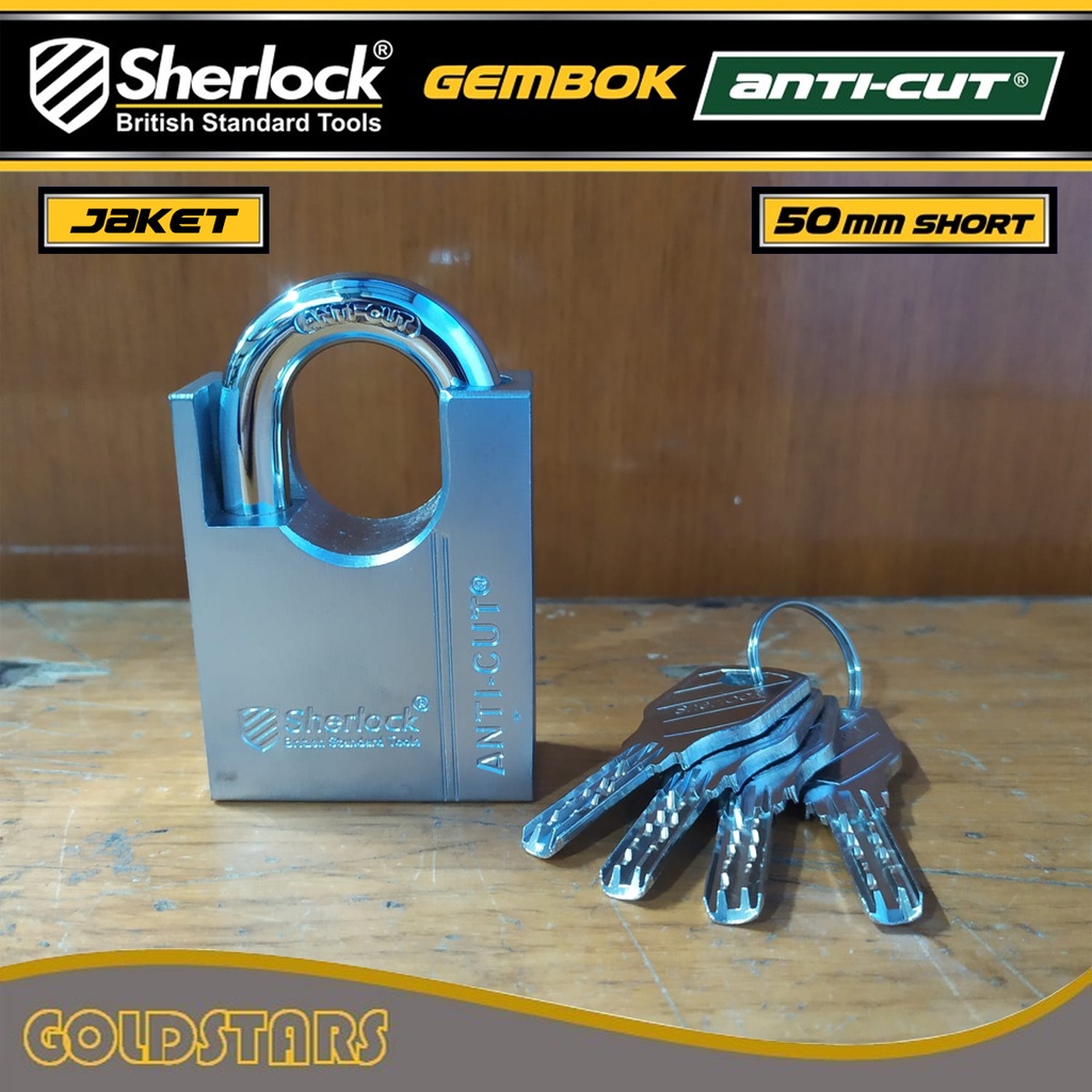 Gembok Jaket Anti Cut 50 mm Pendek Original Sherlock