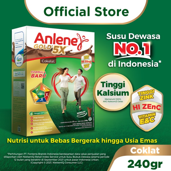 

[BEST SELLER] Anlene Gold 5X Susu Bubuk Cokelat 240g-Tulang, Sendi & Otot