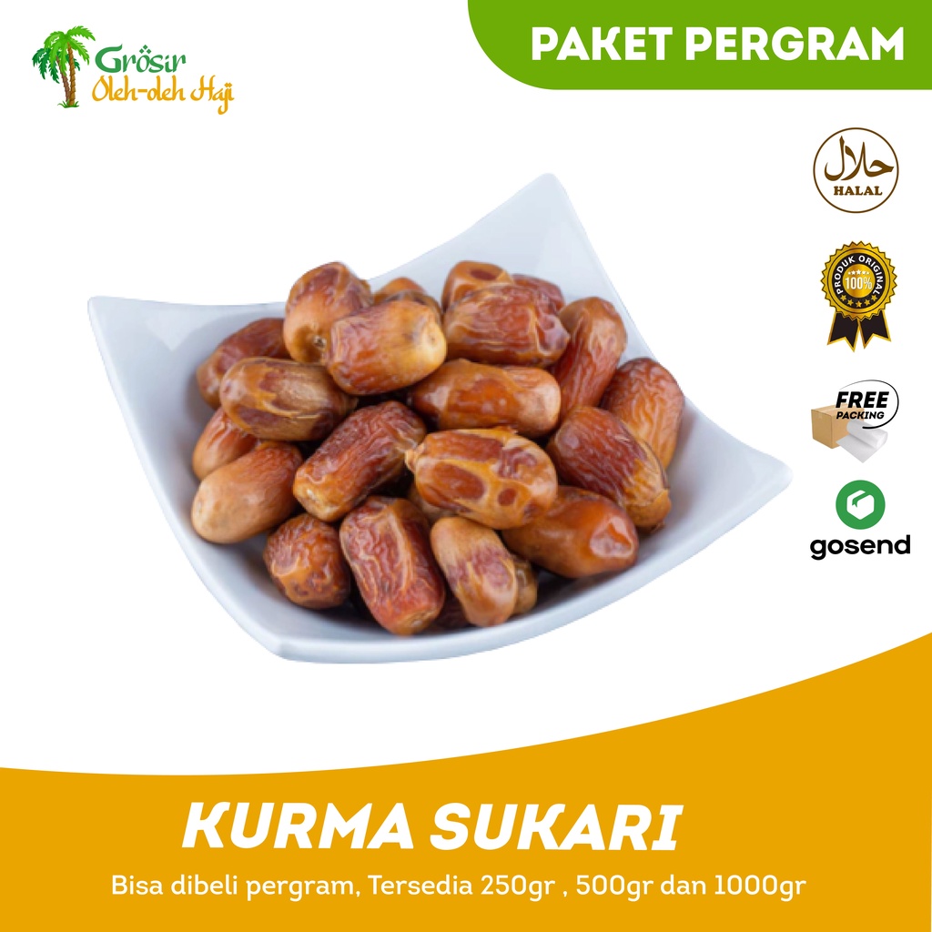 Kurma Sukkari Premium untuk Suplemen Kesehatan Oleh Oleh Haji dan Umroh bisa per gram