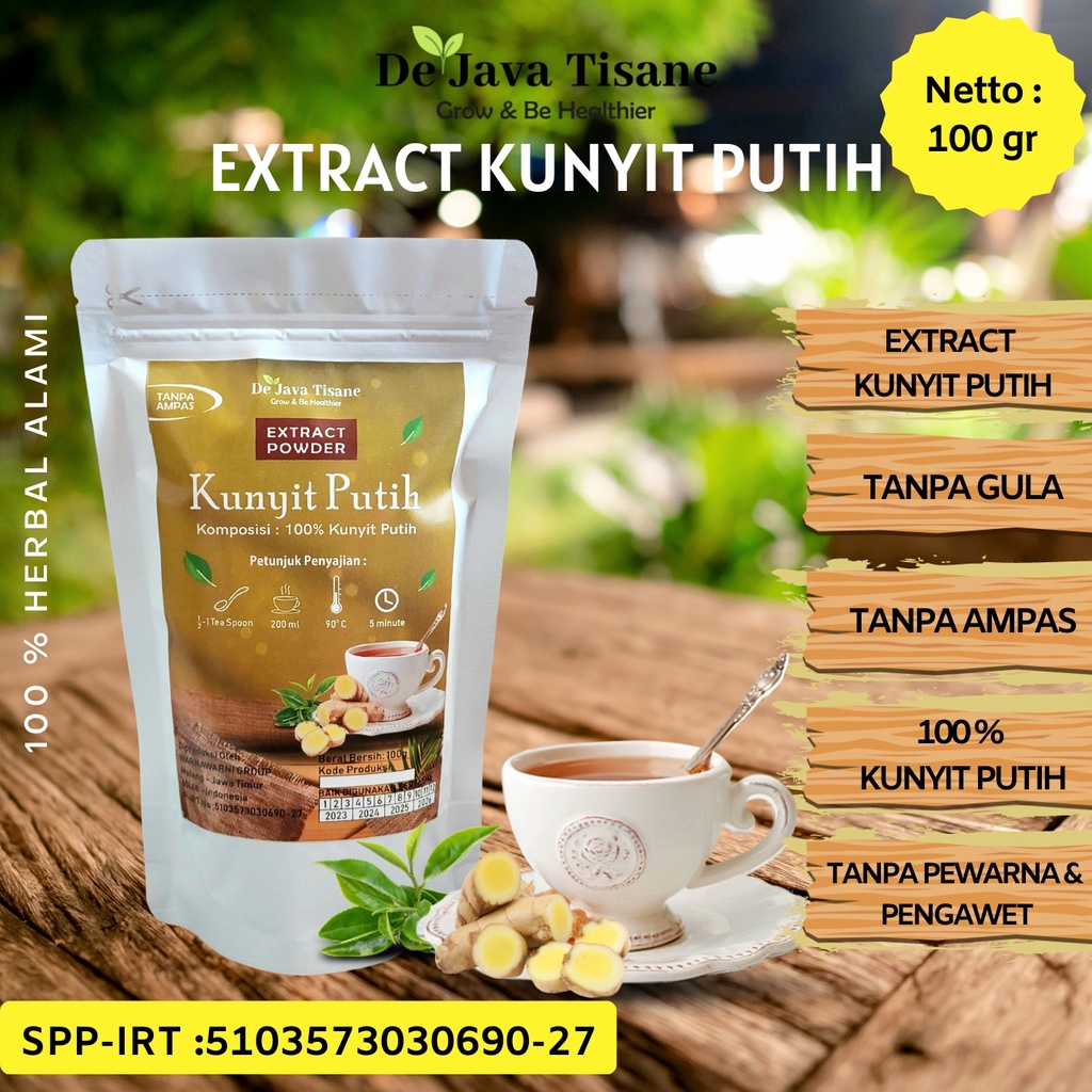 

Ekstract Kunyit Putih 100 gr Extract Powder Minuman Sari Kunyit Putih Kuning Non Gula Mengobati Maag