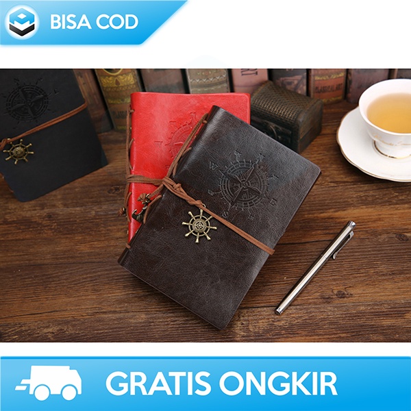 BUKU BINDER A5 NOTEBOOK DESAIN RETRO COVER KULIT BUKU TULIS AESTHETIC