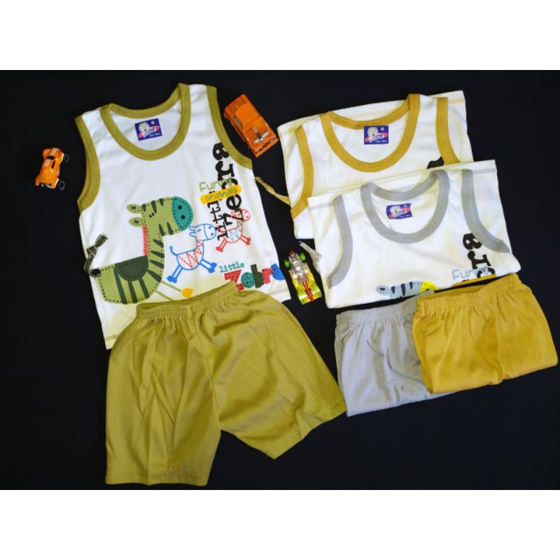 STKT10 Setelan Baju Bayi Singlet Kutung Tanpa Lengan Bordir Umur 4 sampai 15 Bulan Setelan Bayi Oblo