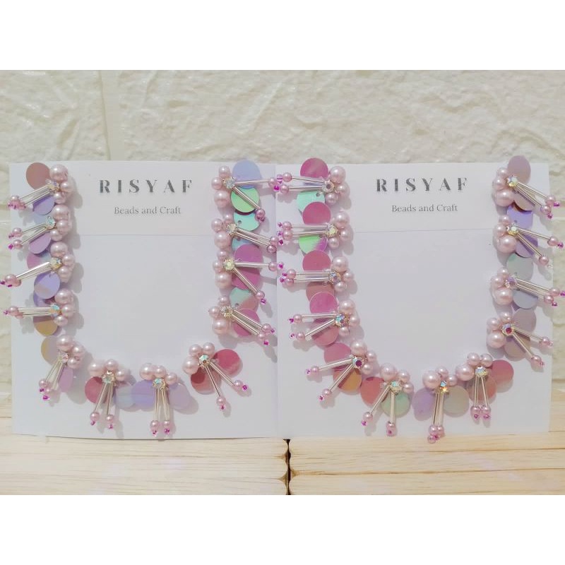 Payet Rangkai Leher Sequin Mix Bambu 1set/12pcs