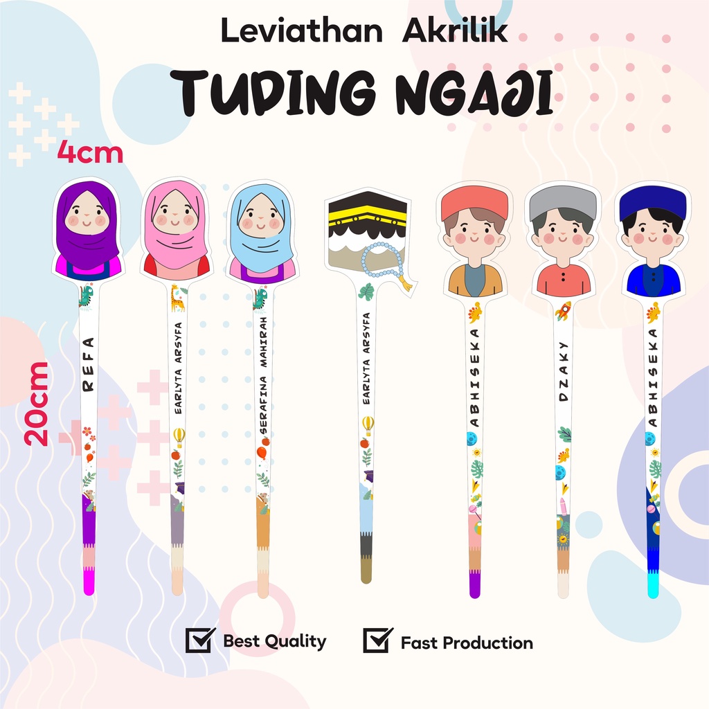 Tuding Ngaji Karakter Custom Nama / Kalam Ngaji Anak Lucu Murah