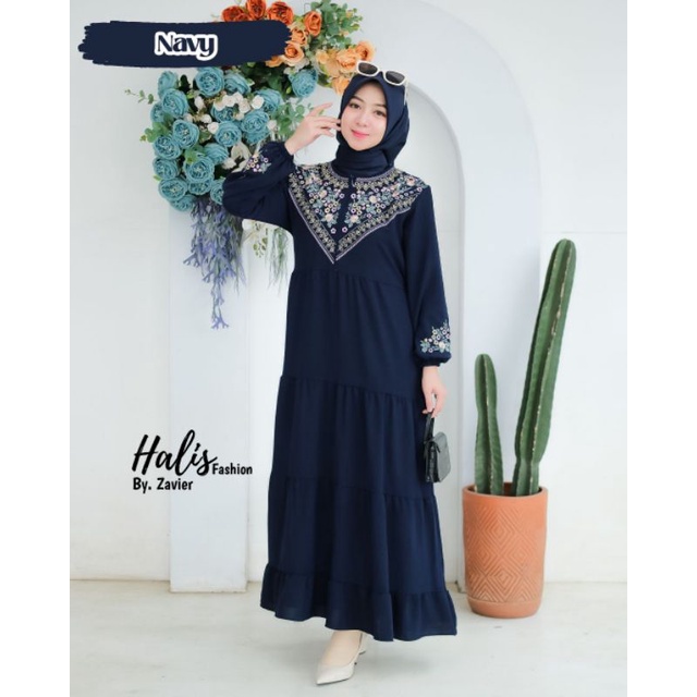 DRESS BORDIR SUSUN BY HALIS FASHION // DRESS WANITA // GAMIS BORDIR MUSLIMAH