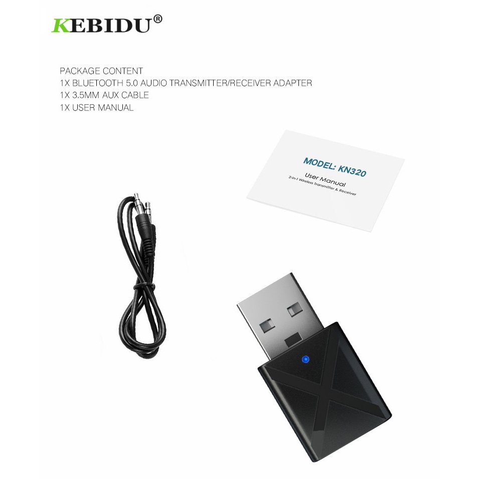 KEBIDU 2 in 1 USB Dongle HiFi Audio Bluetooth Transmitter &amp; Receiver - KN320