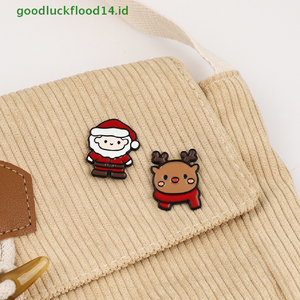 [GOOGFOUR] Kartun Santa Claus Enamel Pin Elk Pohon Pinus Snowman Beruang Boneka Alloy Bros Lencana Hadiah Natal Untuk Anak [TOP]