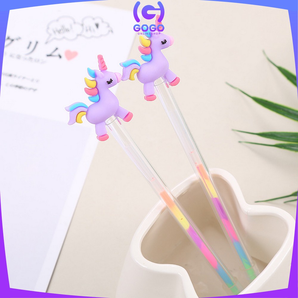 GOGO-A44 Pulpen Gel 0.5mm Karakter Angsa Tinta Rainbow Pena Pelangi Lucu / Alat Tulis Sekolah Drawing Pen Warna Warni Import
