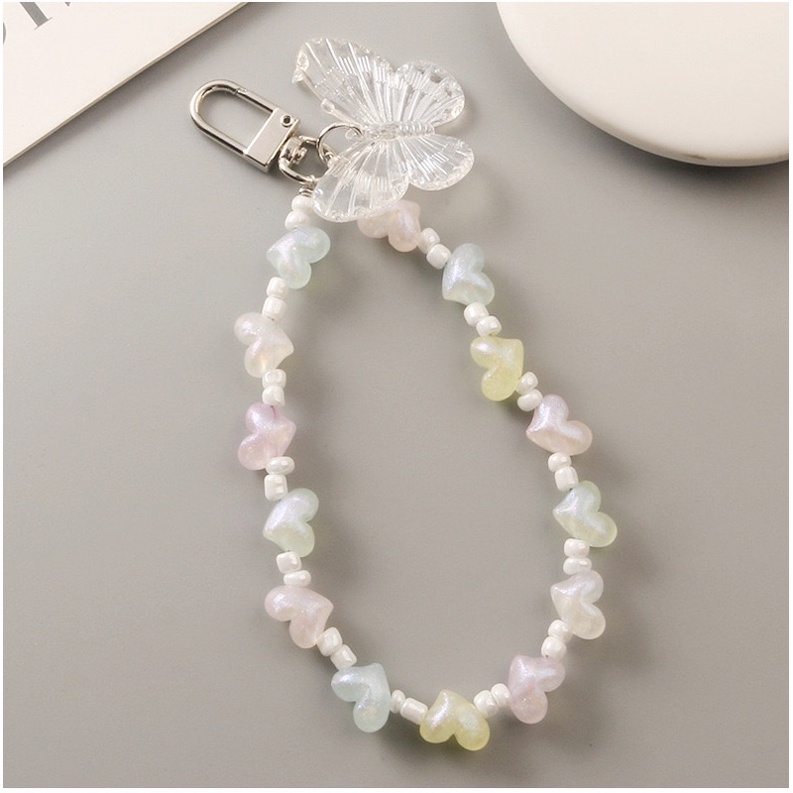 Colorful Heart and Butterfly Cantolan Gantungan HP Airpods Phone Key Chain Lanyard Lucu for Iphone