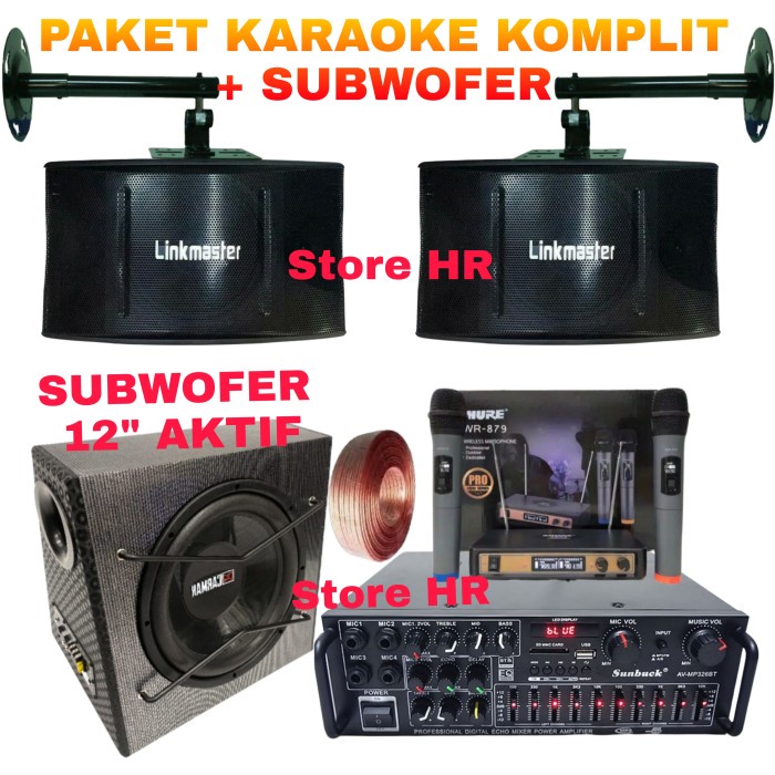 Paket Karaoke Rumahan Speaker Linkmaster 8 Inch + Subwofer 12" Aktif #Original