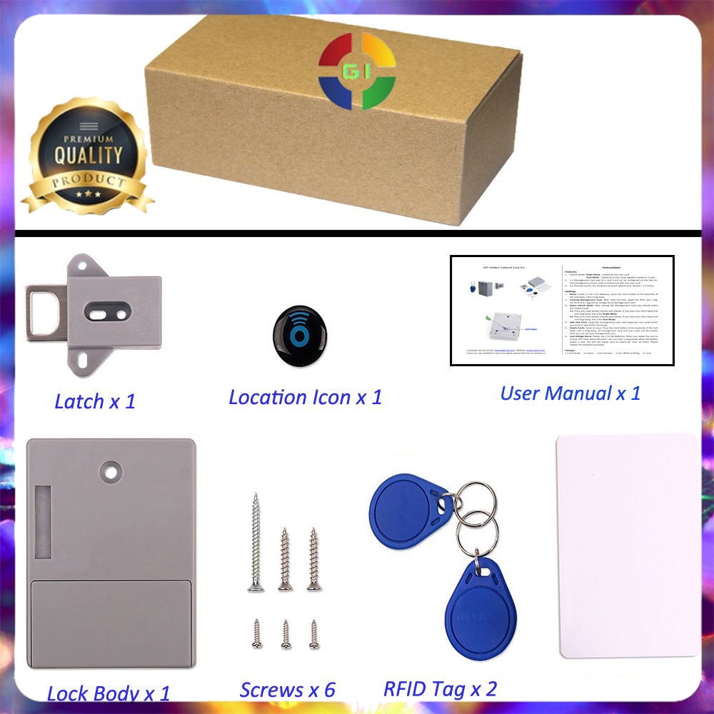 Kunci Lemari Sensor RFID Keyless Cabinet Door Lock No Color