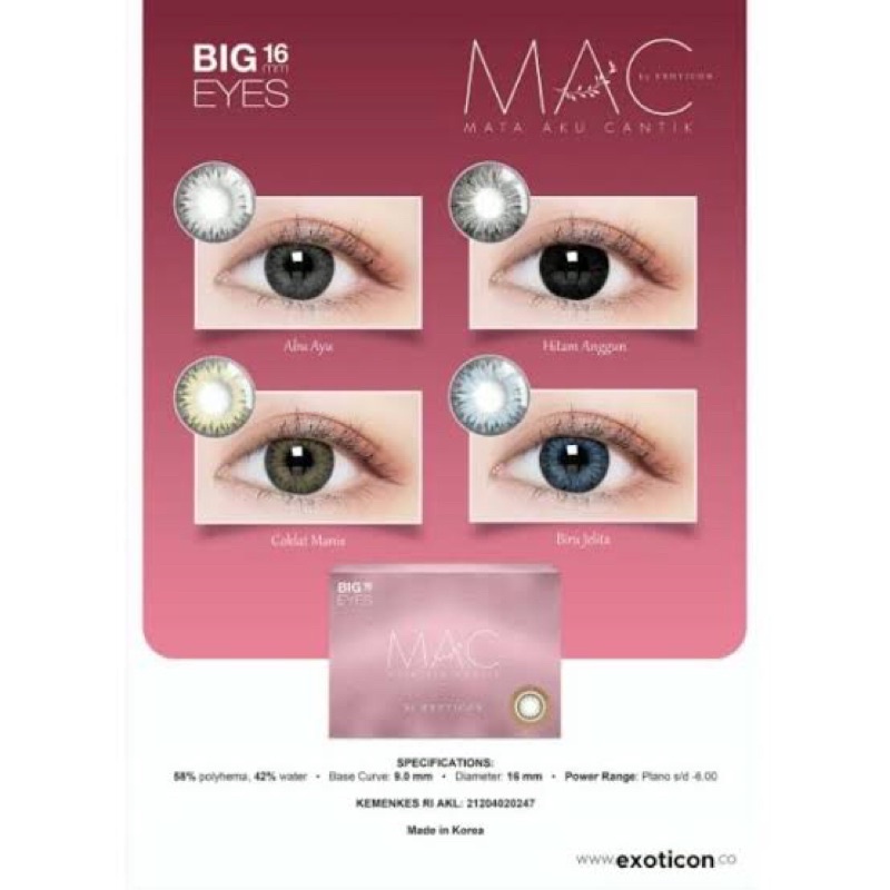 SOFTLENS X2 MAC 16mm Big Eyes + FREE LENS CASE