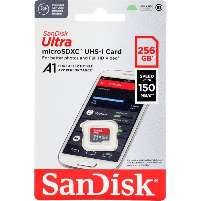 Micro SD MicroSD San Disk Ultra A1 Card 256GB Original 150MB/s