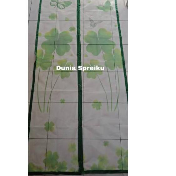 Depan1 TEBAL, FULL JAHIT  Tirai Pintu Magnet Taiwan Elegan (hijau daun teratai) / Tirai Tebal / Hong
