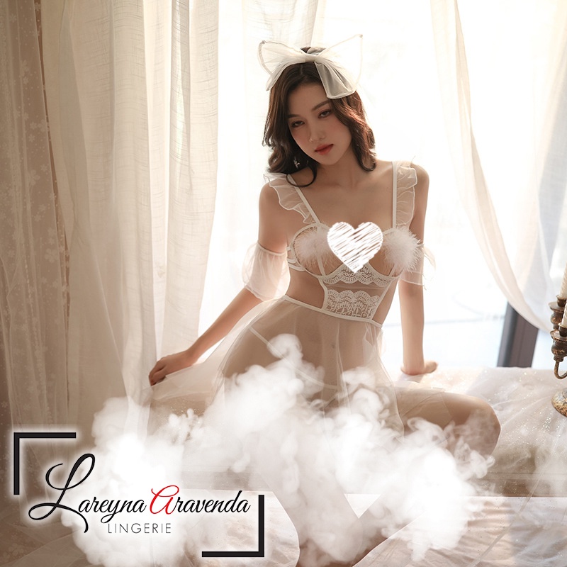 Lareyna Aravenda Set Lingerie Gaun Malam + Bando + CD Model Kostum Pengantin LG558